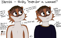 James by Matathesis - male, weasel, character reference, least weasel, topless male