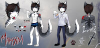 Maksim [reference] by Shibanni - sword, cat, boy, male, reference sheet, man, tongue, character sheet, guy, anthro, furry, tattoo, design, tongue out, character, oc, housecat, catboy, fursona, house cat, reference, abs, torso, long tongue, red eyes, short hair, brown hair, domestic cat, character reference, slim, furryart, gray fur, nude male, furry art, young boy, furryartist