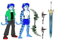 Zac Lowenbrau Jr by Rayfox - male, blue hair, blue fur, original character, the amazing world of gumball, hybird, tawog, anthro cat, tiger cat, zac lowenbrau