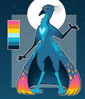 Marguerite de la Luna by Kaloyan - female, reference sheet, trans, peacock