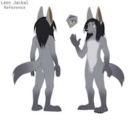 Leon the Jackal - Reference Sheet by LeonJackyl - male, long hair, reference sheet, jackal, character sheet, anthro, character, fursona, reference, anubis, anubian, anubian jackal