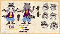 Bri the Raccoon 2022 Ref Sheet by tamiasthechipmunk - raccoon, male, top, clothed, shorts, the, design, character, sheet, ref, tank, one, reference, bri