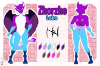 Zhorshe Reference Sheet by MommyShide - wolf, male, reference sheet, wings, reference, winged wolf, blue fur, white fur, purple fur, male/solo