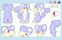 Periwinkle hatches in!~ 🐭🦊💙💜🥚🌟 by Chocochu - fox, cute, son, male, hybrid, blushing, reference sheet, pokemon, blush, child, m/solo, periwinkle, rattata, males only