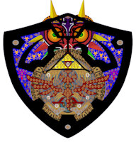 Majora's Mask Devilish Shield Animation by stgiga - zelda, spooky, shield, sfw, animated gif, agender, majoras mask, absurd res, inanimate object, nintendofanart