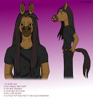 Jules the Horse OC (new OC) by Dragon696 - male, long hair, reference sheet, horse, equine, cuteness, long tail, male/solo, oc fictional character, smiling at viewer