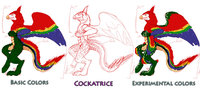 Vaulix the Cockatrice, god of Compassion by runa216 - female, male, reference sheet, hermaphrodite, cockatrice