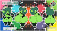 Princess Kiwi Updated Character Sheet by Puzzlegoblin - female, jewelry, pregnant, pregnancy, choker, thigh highs, wide hips, thighhighs, pasties, preggers, buck teeth, preg, crown, large breasts, preggo, goblin, bubble butt, bubblebutt, preggy, long gloves, thigh high boots, thick thighs, buckteeth, full lips, thickthighs, choker necklace, widehips, thicc