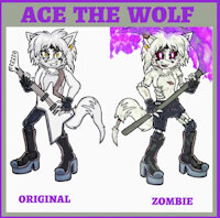 Ace the wolf by baal666 - male, guitar, rockstar, mobian wolf, syth, mobian oc, revanent
