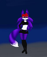 maddie the foxcat by kadeathnas - fox, cat, feline, female, gloves, hybrid, glasses, skirt, emo, boots, foxcat, maddie, multicolored hair, kadeathnas, cenine
