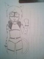 Jade the cheeder by kadeathnas - female, jade, deer, mask, cheetah, superhero, twintails, denim shorts, kadeathnas