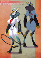 Demon Mom and her Daughter by GrayHantzell - boobs, female, reference sheet, demon, claw, claws, young, wings, ref, milf, digitigrade, oc, winged, furries, ref sheet, reference, long tail, wing, princess, demoness, boobies, refsheet, queen, ref-sheet, referencesheet, gundam, milfs, demon beast, references, female/solo, younger female, ocs, hooked tail