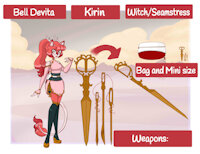 Antro oc:Bell Devita by lemonmonster44 - woman, female, kirin, charactersheet, characterref, kirinoc