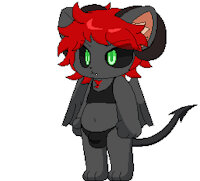 My OC ( Vabilloth ) by milkis2000 - male, lion, devil, wings, horns, green eyes, red hair, incubus, gray fur, spade tail