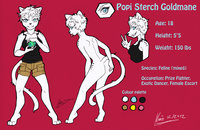 Popi Reference Sheet by talon2point0 - girl, nude, cat, feline, female, magic, aura, spots, stripper, spotted, spirit, martial arts, mixed breed, ocelot, tomboy, commando, mixed, tundra lion