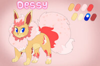 Dessy, the Dessert Flareon! by DustedEevee - female, male, hybrid, pokemon, oc, flareon, dessy