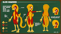 Glori Gamebird - Reference Sheet SFW by gamebird - reference sheet, bird, avian, gambling, casino, golden pheasant, glori gamebird, thelonecrow