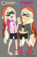 Clover & Mavis by Shdingo by slimshod - female, reference sheet, character sheet, inkling, splatoon, mymavis, myclover