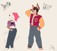 Will and Bella Character Sheet by JojoandCharlieArtz - cat, female, male, doberman, oc, webcomic