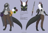 Elijah Shadeheart by Kcdraco - sword, dragon, male, clothed, character sheet, necromancer.