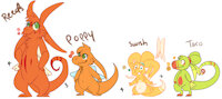 Poppy and friends References by Kipaki - dragon, female, male, open species, dratix
