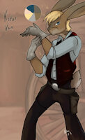 i'M a BaD bOi by LordOfTheTroglodytes - male, character sheet, hare, western, cowboy, character, villain, lapine, gunslinger, sfw, badguy, outlaw, snowshoe hare, solo/male