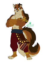 Kegeha updated design - By DaveOverlord by Rennearc - dog, kemono, wolf, male, anthro, furry, genie, djinn, jewelery, vasuki, not my art, nma, 2022, daveoverlord