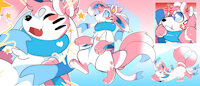 Sylzel adopt from otterbuns by Rennearc - reference sheet, pokemon, sheet, reference, fakemon, refsheet, buizel, adopt, sylveon, pokefusion, not my art, nma, 2023, luuriolu, otterbuns, sylzel
