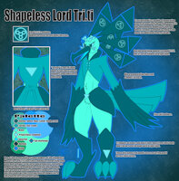Shapeless Lord Tri.ti by Triti - reference sheet, bird, avian, robotic, mechanoid, non-binary