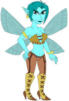Riona by DoppelSauce - female, cyan, oc, fairy, fairy wings, humanoid, cyan eyes