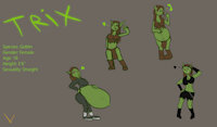 Trix Ref Sheet by Velocat - female, belly, pregnant, pregnancy, preggers, preg, preggo, bellybutton, goblin, big belly, preggy, outie, female solo, modern fantasy