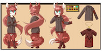 "Adara Flynn" Reference Sheet, by Gomon! by AdaraFlynn - fox, cub, female, glasses, reference sheet, hoodie, red fur, red hair, white fur, teal eyes