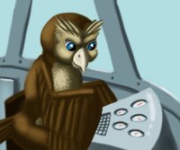 Max the Mech Pilot by TellyLittle - cub, boy, male, wings, robot, m/solo, owl, pilot, mech, window, mecha, wise, hooter, controls, dials