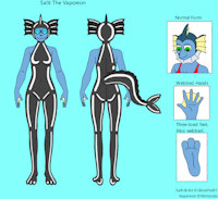 Salti the Vaporeon by Ghostfox91 - female, goggles, vaporeon, swimsuits, webbed paws, webbed hands, salti, latex/rubber