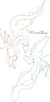 Im nothing without you by ElementerDragon - sketch, dragon, female, male, paws, tails, ears, love, wings, lovers, hearth, nimbat, elysium dragons, elementerdragon, fidgetnimbat