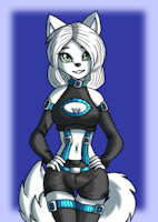 Nice To See You (Zeex) by ZeexFoxia - fox, woman, female, canine, oc, arctic fox, fursona, smiling, original character, hands on hips, zeex foxia