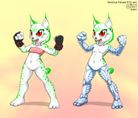 I kill yo face by DrJavi - female, lynx, flat chest, prosthetics, bionic, iberian lynx