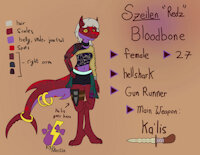 Szeilen "Redz" Bloodbone by kinyeon - female, reference sheet, shark, ref sheet, loanshark, helluvaboss, helluva boss, kynmedia, helluva boss oc, hellshark