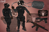 Jacob "Honey" Hermanios' Reference Sheet by SoppyCastle9 - male, reference sheet, military, badger, reference, referencesheet, femenine, honey badger, reference-sheet, military uniform, mellivora capensis