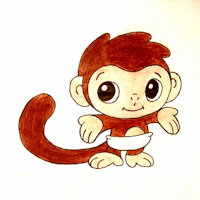 Malik the Baby Monkey (original character) by CWBallard - diaper, male, baby, monkey