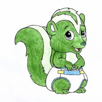 Skyler the Baby Skunk (original character) by CWBallard - diaper, male, skunk, baby
