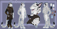 "New Refsheet" by Isuna by Howlrunner - male, scar, khajiit, white fur, black stripes