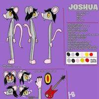 Joshua Reference Sheet by hiddenbird - male, mouse, tail, hair, bass, rodent, crying, black hair, buck teeth, eyeliner, nail polish, bass guitar, murine