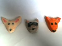 Two Vulpines and a Raccoon by Autumnringtail - fox, raccoon, male, fennec, clay, sculpture