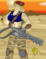 Wendy Sparks by Toshubi - female, cow, character sheet, military, bovine, roleplay, character, guns, minigun