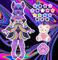 Adoptable Auction by VinnieAdopts - girl, feline, female, purple, reference sheet, paw, canine, paws, rainbow, girly, dark, teddybear, pastel, oc, fursona, ref sheet, reference, trippy, teddy bear, rainbows, refsheet, teddy, psychedelic, pastels, referencesheet, fursonas, psychedelics, furryart, pastel goth, aesthetic, furryartist