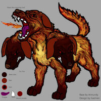 Cerberus by Gashren - dog, male, canine, fire, oc, cerberus, hell hound, hell dog