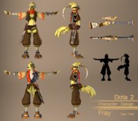 Dota 2 Character Design: Fray by ern - bird, anthro, 3d, steampunk, gun, design, maya, avain, dota, female/solo, dota 2, ern