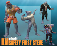 [Model Release] KM Safety First Steve [Blender/SFM/VRC] by irongut - beach, sexy, anthro, shark, 3d, model, skin, avatar, blender, great white, kabalmystic, kabal mystic, fortnite, vrchat, vrc, safety first steve