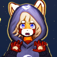 Lynn Willowbrook by Wolfelliza - red panda, male, stockings, moon, socks, shorts, paws, blonde, rawr, sweater, shy, hoodie, femboy, thigh highs, blue eyes, scared, purple eyes, orange fur, sweating, male solo, sweat drop, blue socks